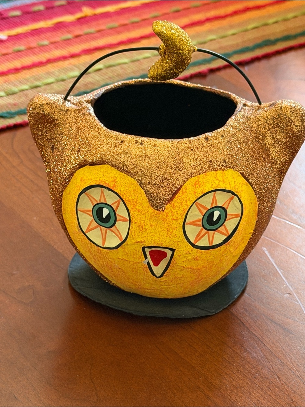 Gold Glitter Owl Candy Bucket by Department 56